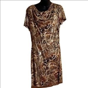 MSK Animal Print Cowl Neck Animal Print Dress. Retroish? Size 10.